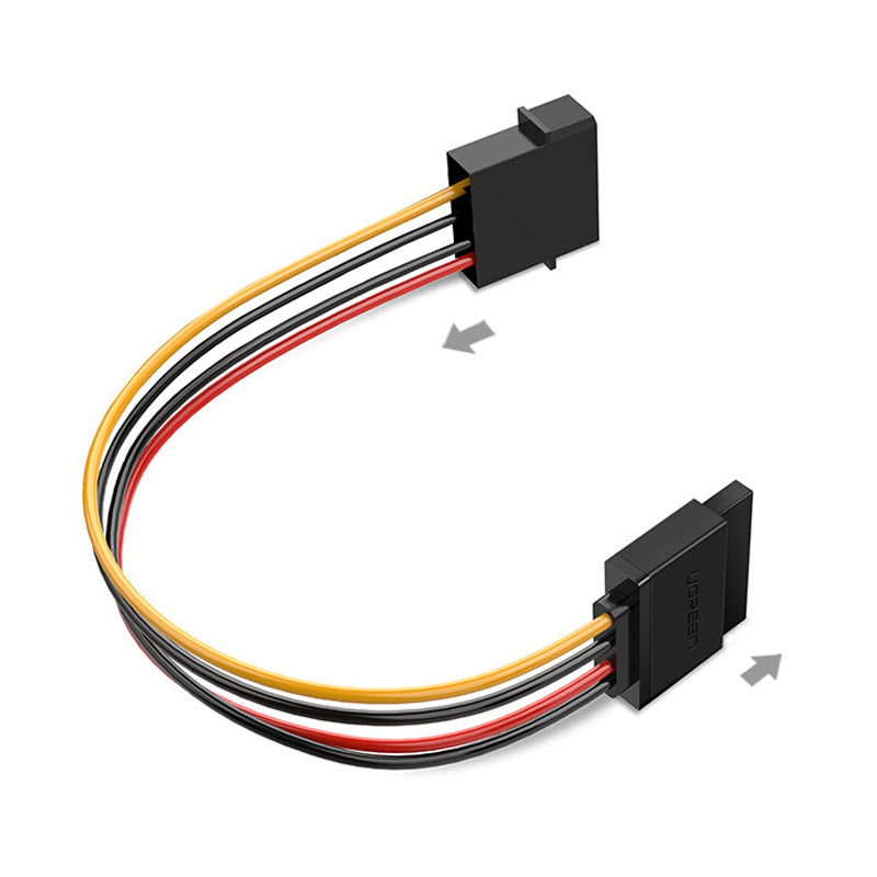 Uniqkart 50720 0.2m SATA 15-Pin Female to IDE Large 4-Pin Molex Adapter Cable Hard Drive Power Cord
