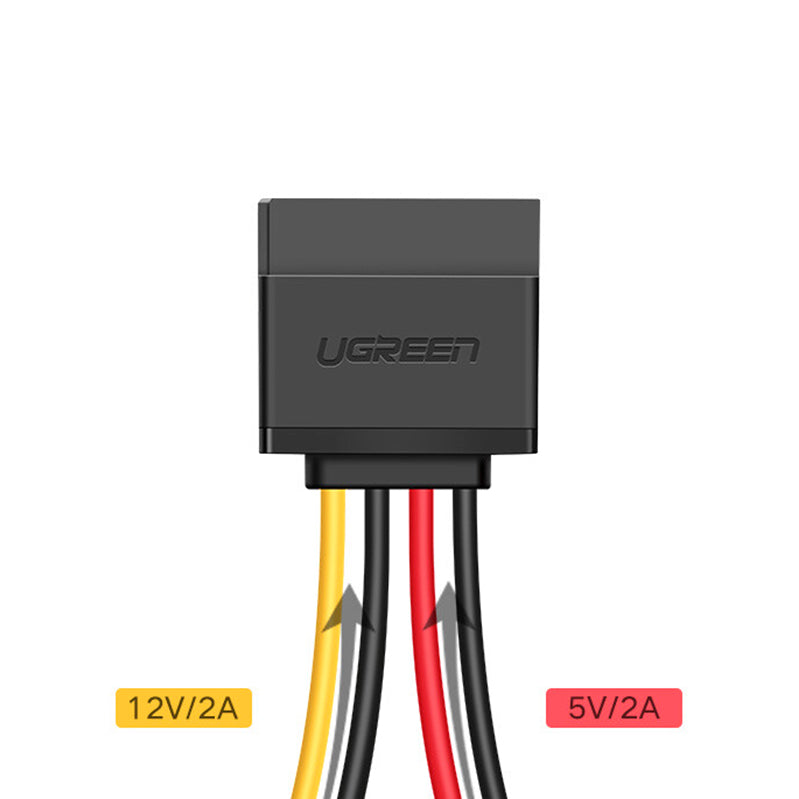 Uniqkart 50720 0.2m SATA 15-Pin Female to IDE Large 4-Pin Molex Adapter Cable Hard Drive Power Cord
