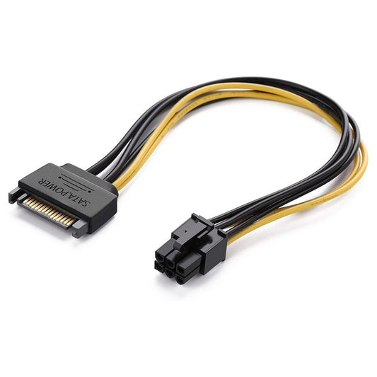 Uniqkart 50943 0.2m SATA Power Cable SATA 15-pin to 6-pin PCI Express Graphics Card Power Cable Supports ATI/Nvidia Graphics Cards
