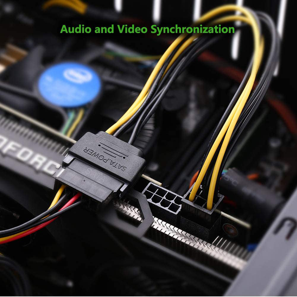 Uniqkart 50943 0.2m SATA Power Cable SATA 15-pin to 6-pin PCI Express Graphics Card Power Cable Supports ATI/Nvidia Graphics Cards
