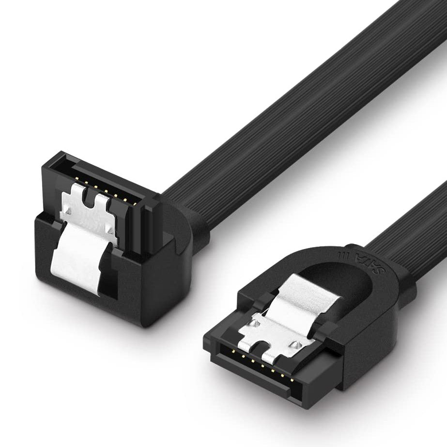 Uniqkart 30797 0.5m SATA III Cable Straight to 90-Degree Right Angle 6Gbps SATA 3.0 Cord with Locking Latch for HDD/SSD/CD and DVD Drives
