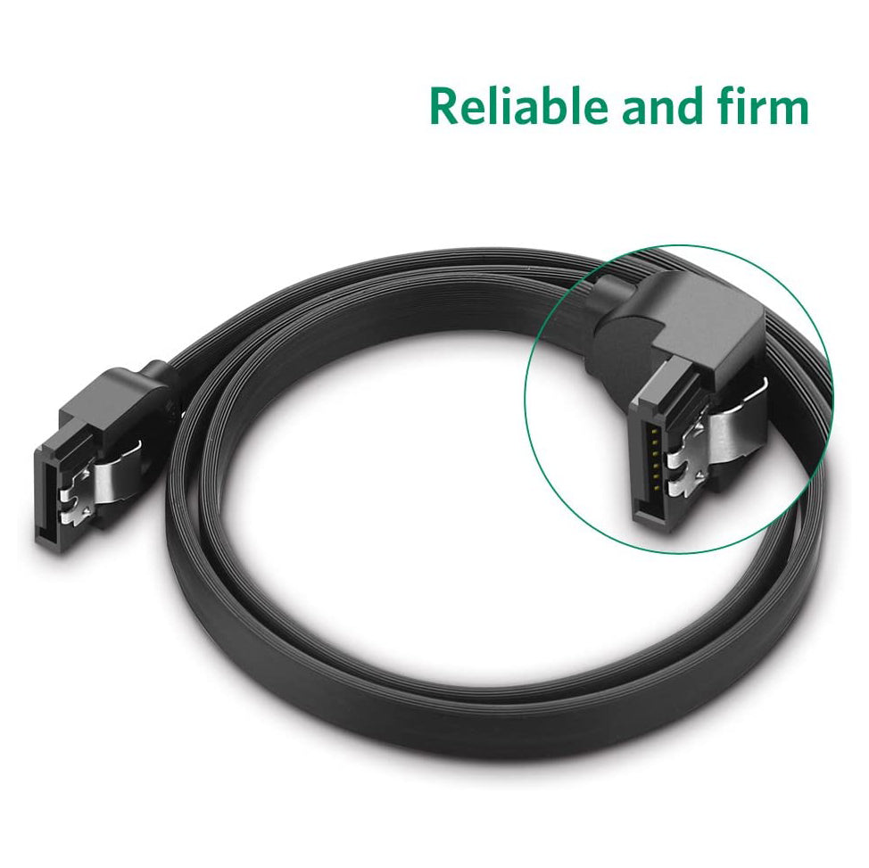 Uniqkart 30797 0.5m SATA III Cable Straight to 90-Degree Right Angle 6Gbps SATA 3.0 Cord with Locking Latch for HDD/SSD/CD and DVD Drives