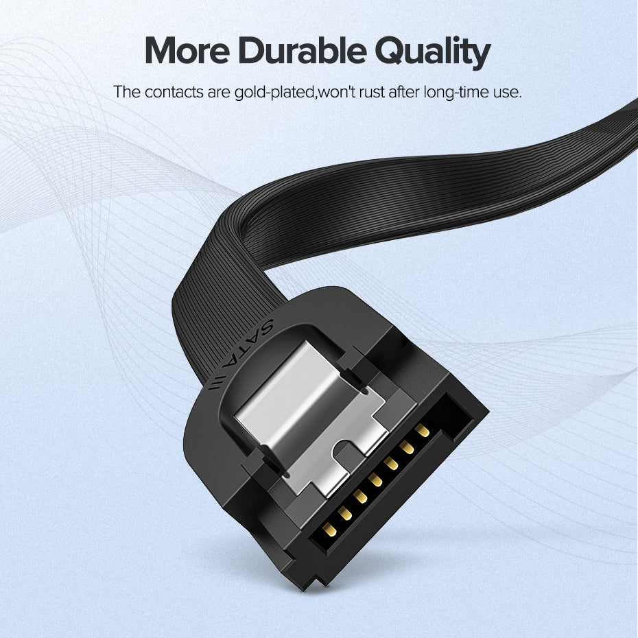 Uniqkart 30797 0.5m SATA III Cable Straight to 90-Degree Right Angle 6Gbps SATA 3.0 Cord with Locking Latch for HDD/SSD/CD and DVD Drives