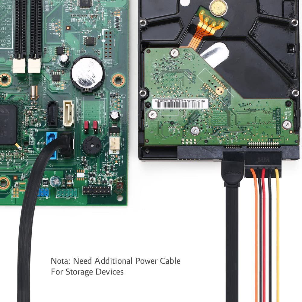Uniqkart 30797 0.5m SATA III Cable Straight to 90-Degree Right Angle 6Gbps SATA 3.0 Cord with Locking Latch for HDD/SSD/CD and DVD Drives