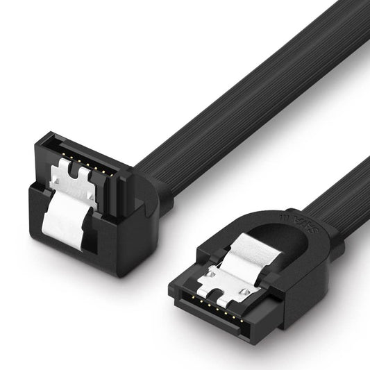 Uniqkart 70418 0.25m SATA III Cable 90-Degree Plug Tangle-free 6Gbps Data Wire Cord SATA 3.0 with Locking Latch for HDD/SSD/CD/DVD Drives