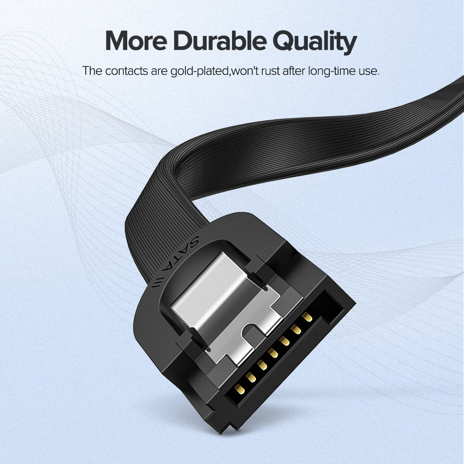 Uniqkart 70417 0.25m SATA III Cable 6Gbps Straight Data Cable SATA 3.0 with Locking Latch for HDD/SSD/CD and DVD Drives