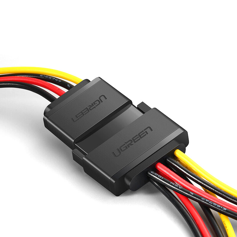 Uniqkart 50719 SATA Power Y Splitter Cable 15-Pin Male to 2 Female Extension Cable Hard Disk Optical Drive Power Cable Serial Data Transfer Cord