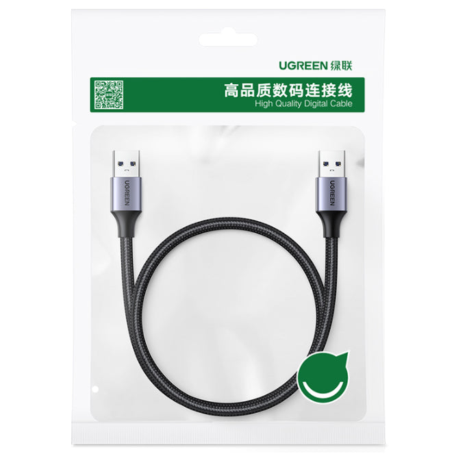 UGREEN 80790 USB 3.0 A to A Cable 1m USB 3.0 to USB 3.0 Cable Male to Male Cable Nylon Braided Cord Compatible for Hard Drive Enclosures DVD Player Laptop