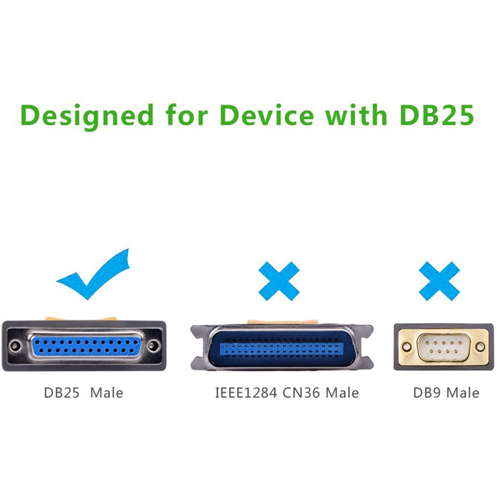 Uniqkart 2m USB to DB25 Parallel Printer Cable Adapter for Laptop Desktop PC Support Windows Mac OS Linux