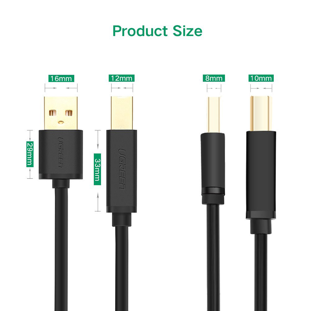 UGREEN 10374 10m USB Printer Cable with Amplifier Extender USB2.0 Male to USB B Male Printer Cord Support 480 Mbps Data Transfer Compatible with Mac/HP/Canon/Dell/Xerox/Samsung