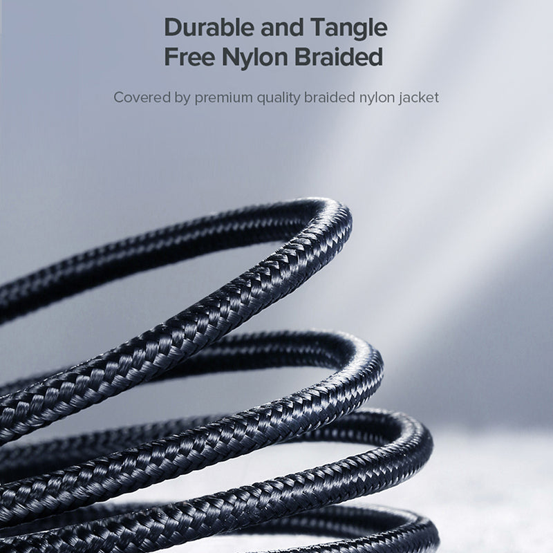 Uniqkart 30875 1m 2 in 1 USB Cable 3A Fast Charging Cord USB2.0 to Micro USB + Type-C Data Cable Aluminum High-Speed Data Sync Transfer