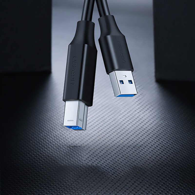 UGREEN 10372 2m USB3.0 Printer Data Cable High-Speed 5Gbps USB A Male to USB B Male Cable Adapter Mobile Hard Disk Box Monitor Fax Machine Cable for Printer/Scanner