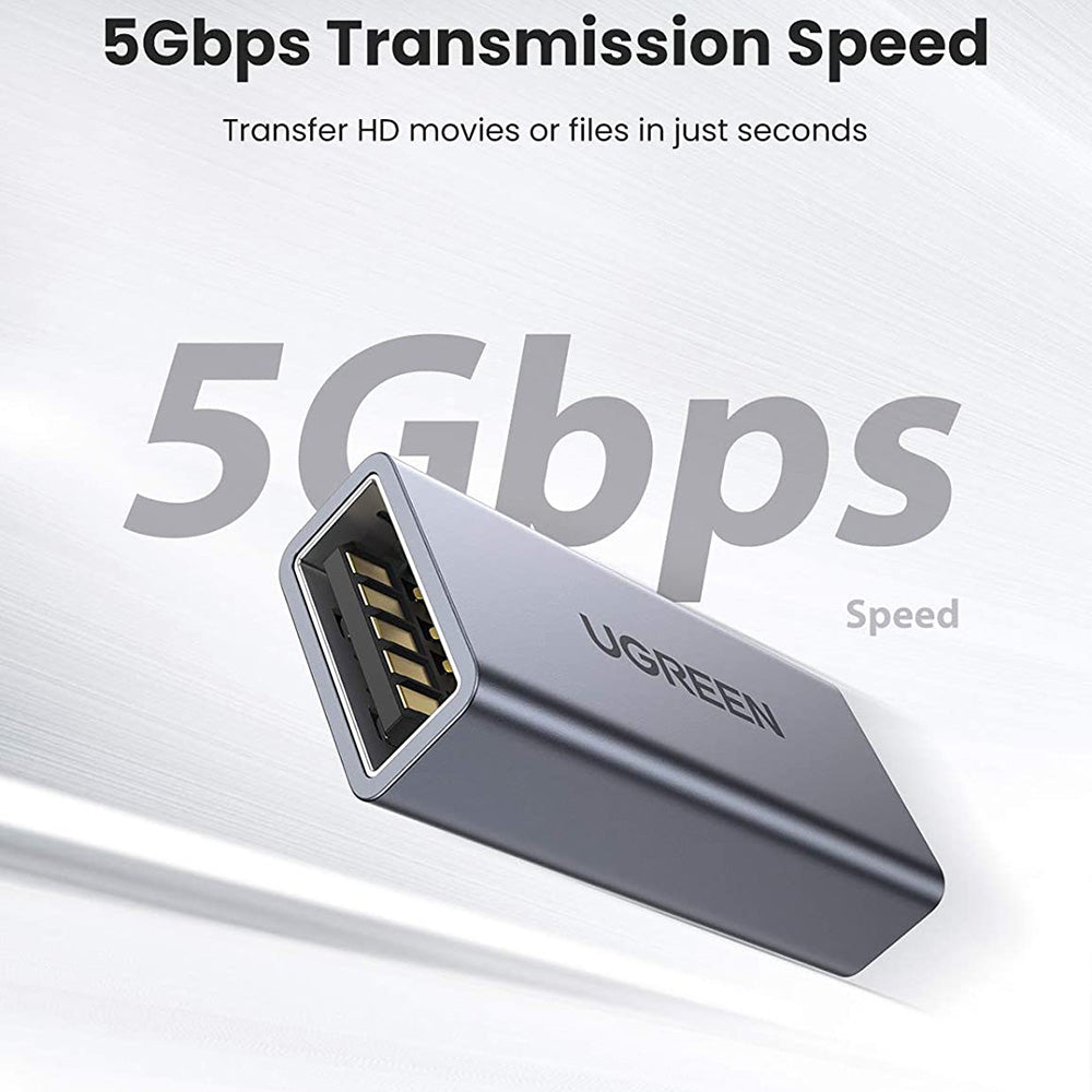 Uniqkart 20119 USB A 3.0 Female to Female Adapter Aluminum Extension Connector USB 3.0 Coupler Female Converter Support 5Gbps Data Transfer Speed