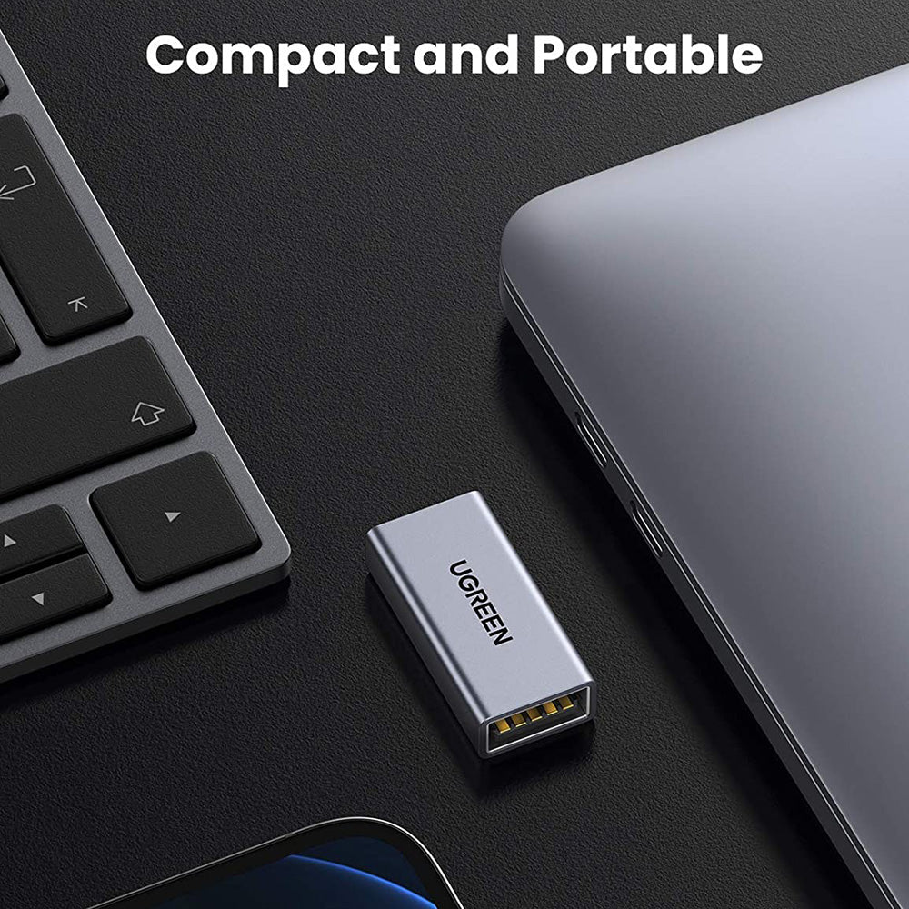 Uniqkart 20119 USB A 3.0 Female to Female Adapter Aluminum Extension Connector USB 3.0 Coupler Female Converter Support 5Gbps Data Transfer Speed
