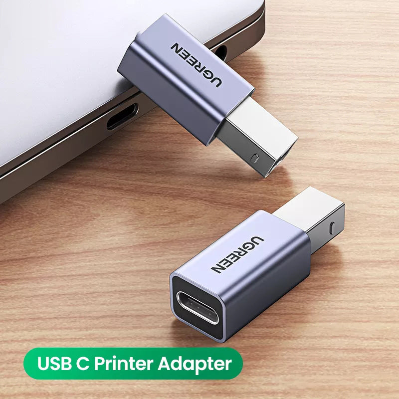 UGREEN 20120 USB 2.0 Type C Printer Adapter USB C Female to USB B Male Converter with Nickel-plated Connector for Printer Hard Drive Base Fax Machine Scanner