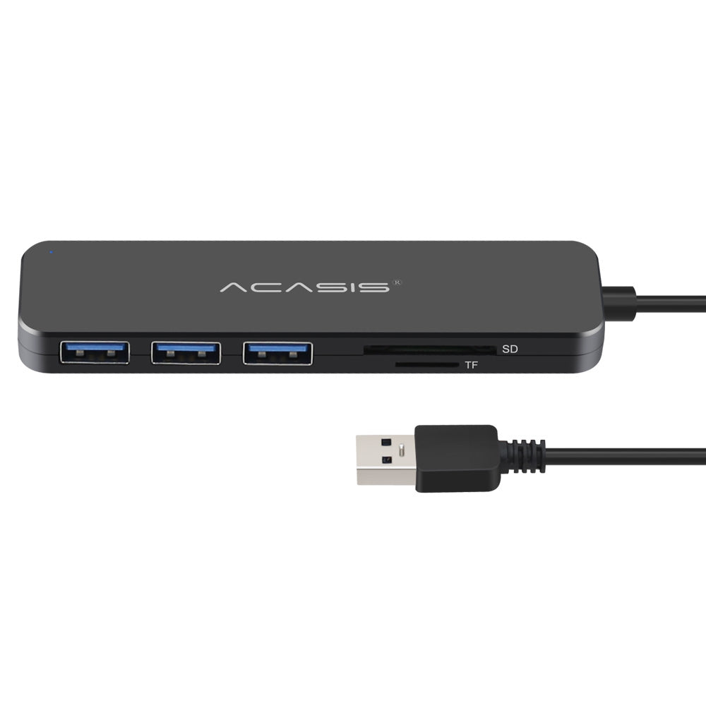 Uniqkart AB3-CL42 0.3m USB Hub Adapter USB3.0 to 3 USB3.0 + TF/Memory Card Hub Converter Portable Multi-Port Splitter 5Gbps High-Speed Data Transfer