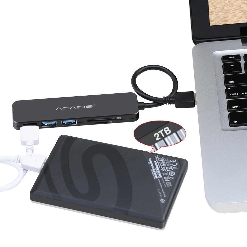Uniqkart AB3-CL42 0.3m USB Hub Adapter USB3.0 to 3 USB3.0 + TF/Memory Card Hub Converter Portable Multi-Port Splitter 5Gbps High-Speed Data Transfer