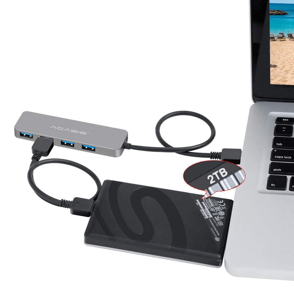 Uniqkart HS080 0.3m Mini USB Hub Cable USB3.0 to 4 USB3.0 Hub Adapter Portable Multi-Port Splitter Data Transfer Support 5Gbps High-Speed Transmission