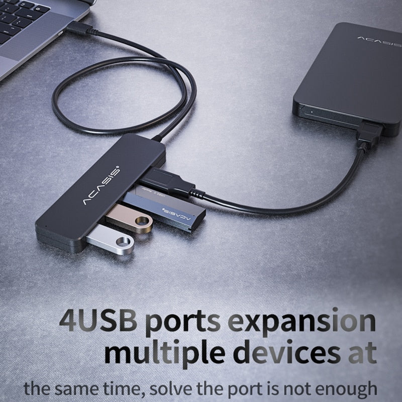 Uniqkart AC3-L42 0.2m USB-C to 4 USB3.0 Hub Type-C Splitter Converter Multi-Port Type-C Adapter Cable Support 5Gbps Data Transmiison