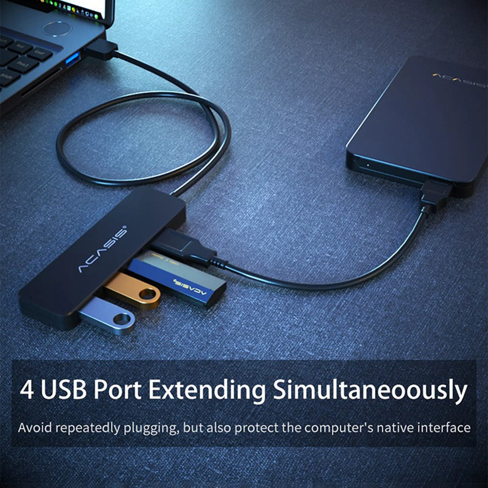 Uniqkart AB2-L42 0.2m Cable 480Mbps Data Transmission 4 Ports USB2.0 Hub Splitter for Computer Laptop