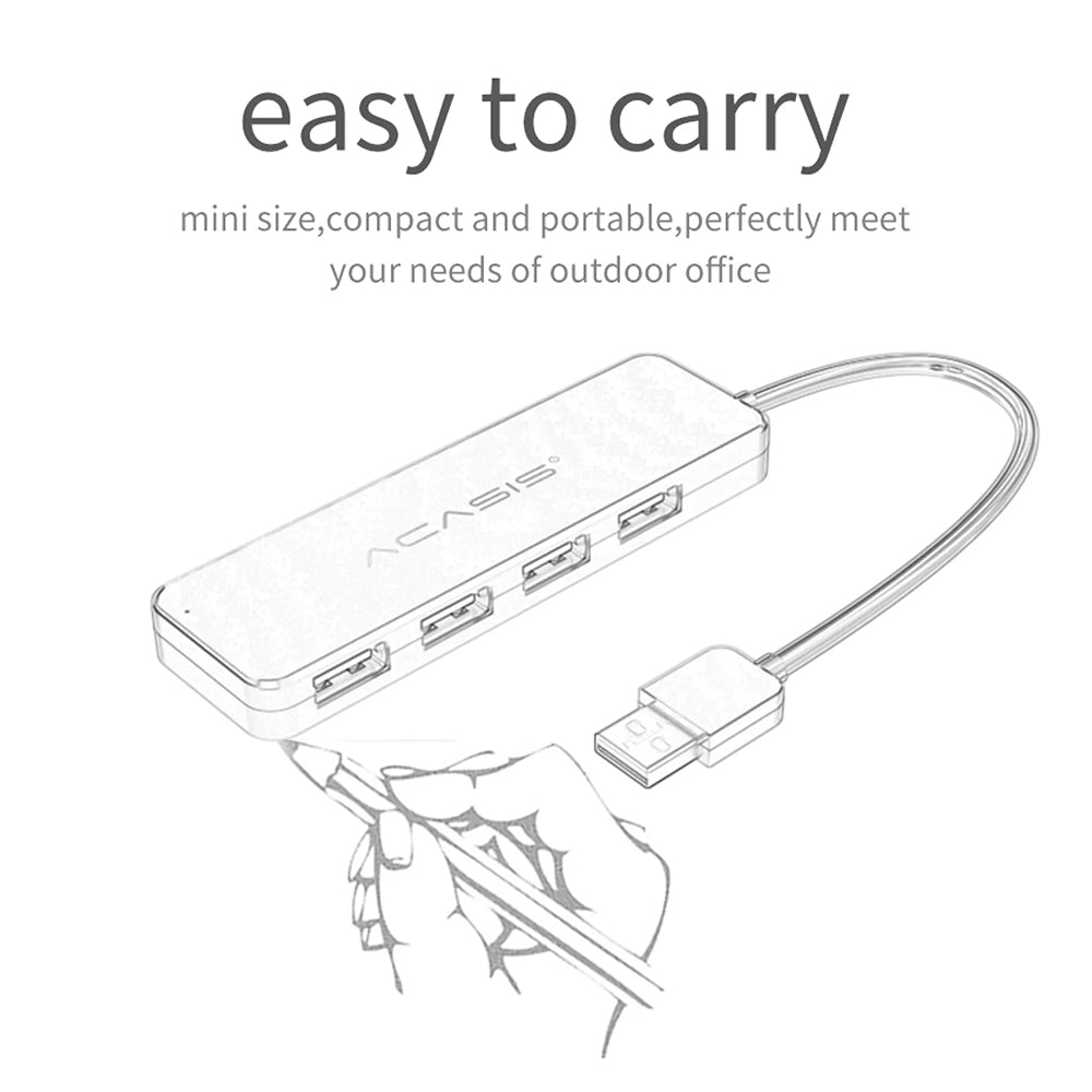 Uniqkart AB2-L412 1.2m Cable 4 Ports USB2.0 Hub 480Mbps Data Transmission USB Hub Splitter