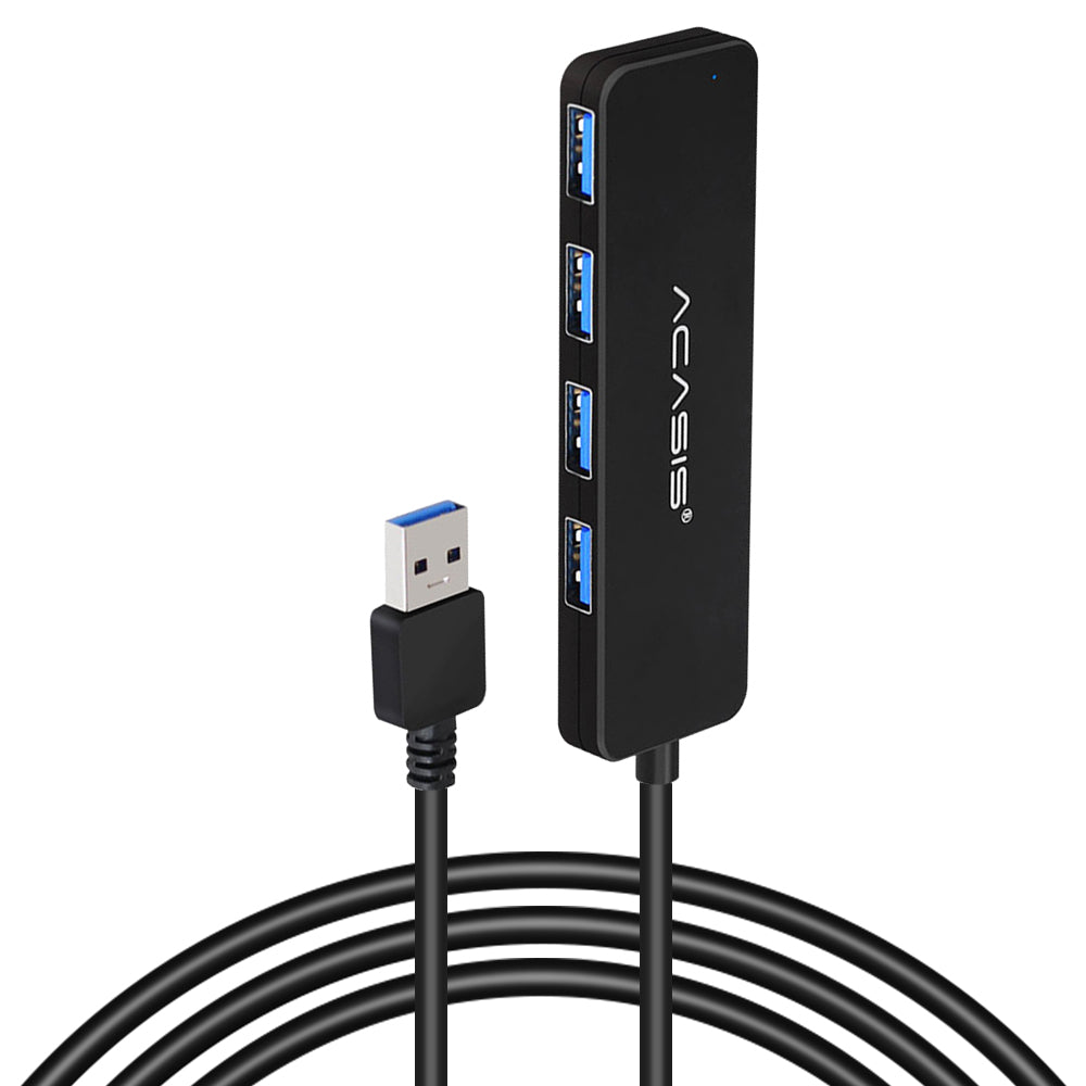 Uniqkart AB3-L412 1.2m Cable 4 Ports USB3.0 Hub Splitter 5Gbps Data Transmission Laptop Computer USB Hub