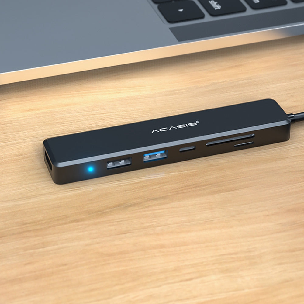 Uniqkart CM069 6 in 1 Type C to USB 2.0 HDMI Hub Dock  USB-C Type A 3.0 Splitter TF/SD Card Reader Support PD 60W Charging