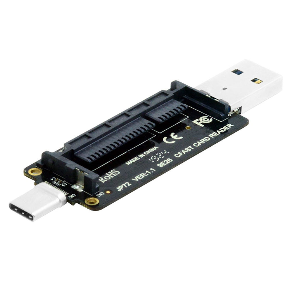 U3-039 USB3.0+USB-C to CFast 2.0 Card Adapter PCBA CFast Card Reader for Desktop Laptop Data Transfer Converter Support 10Gbps High Speed