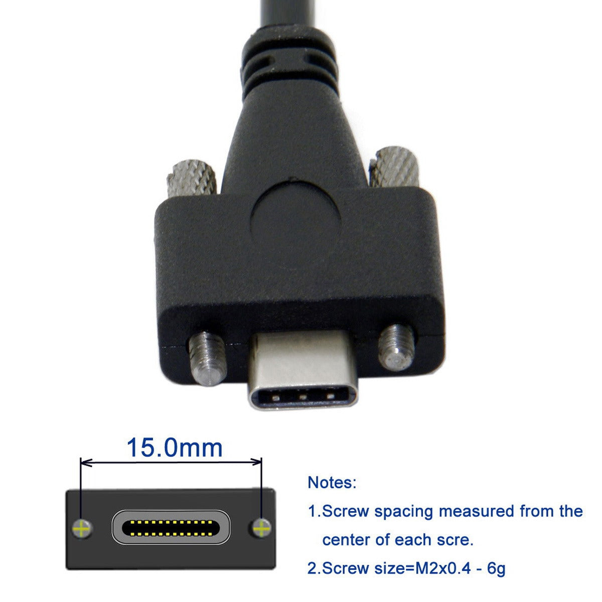 UC-046-2M 2m USB 3.1 Type-C Dual Screw Locking to Locking USB-C 10Gbps Data Cable (M2 Screw)