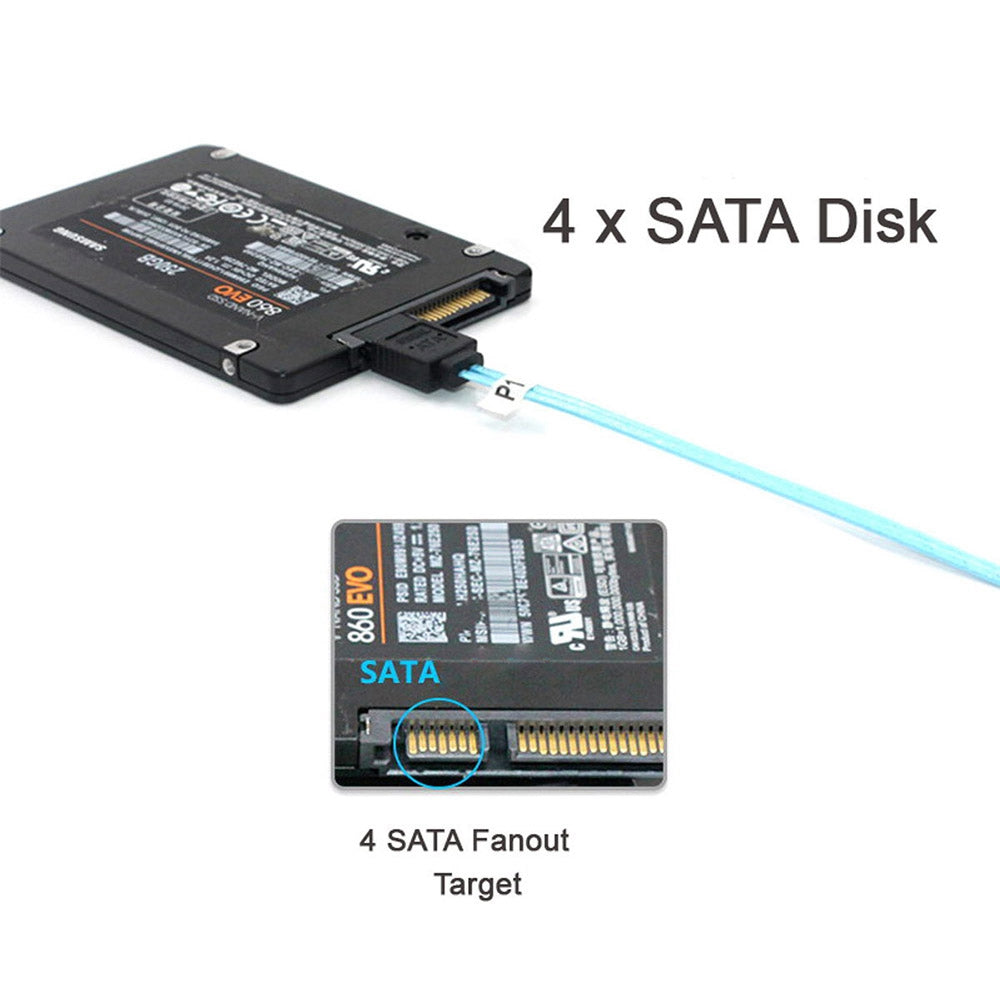 SF-009-0.5M Internal SAS 4 SATA Host to 4 SATA 7-pin Target Hard Disk 6Gbps Data Server Cable