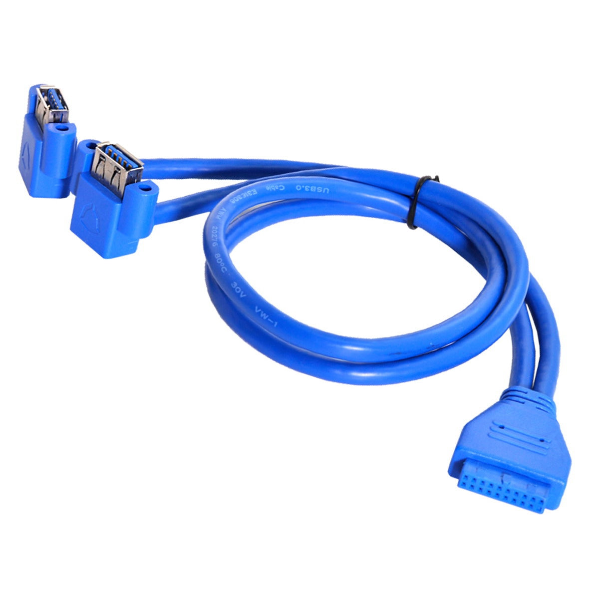U3-063 0.5m USB to 20Pin Cable Dual Elbow USB 3.0 Female to Motherboard 20Pin Box Header Slot Panel Mount Data Cable