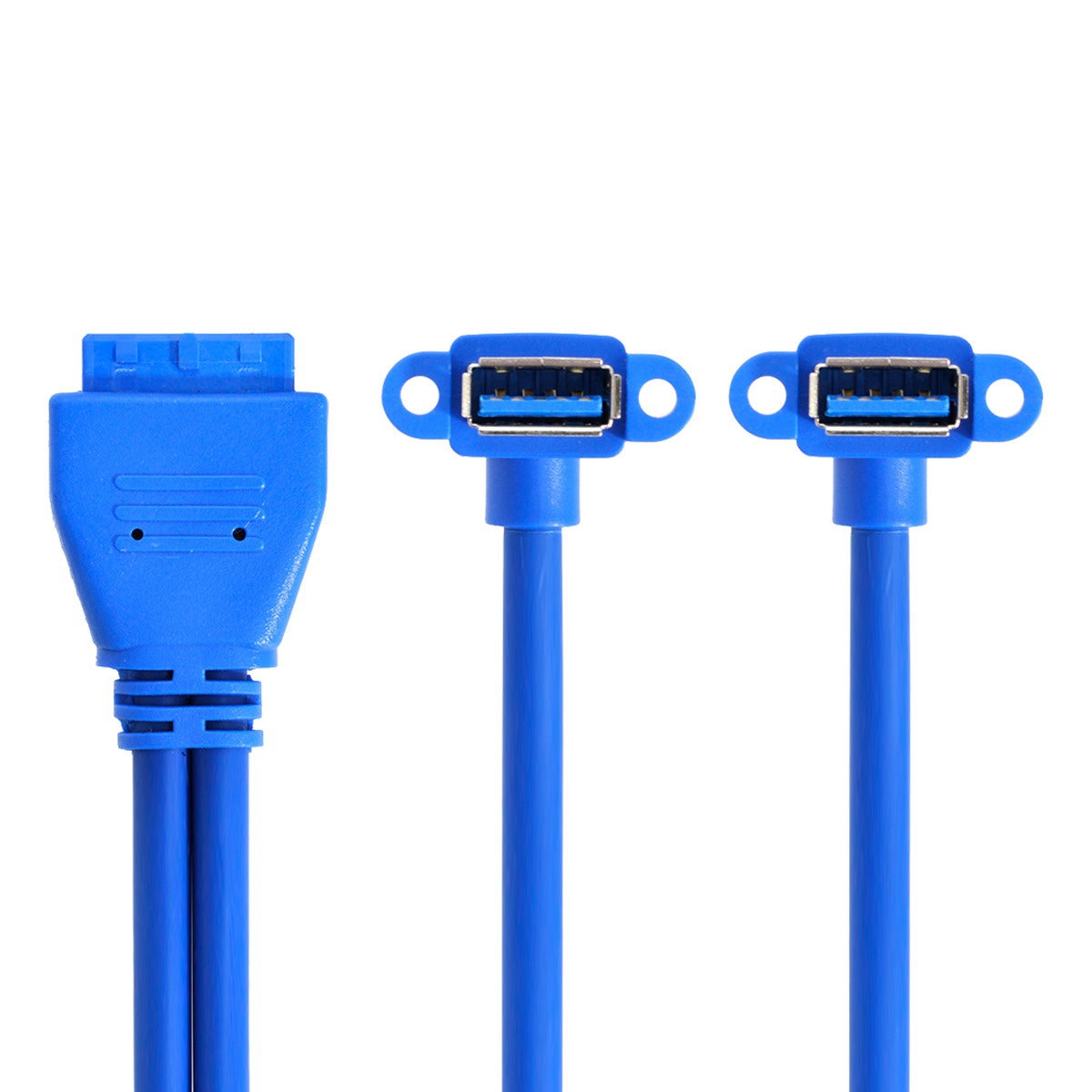 U3-063 0.5m USB to 20Pin Cable Dual Elbow USB 3.0 Female to Motherboard 20Pin Box Header Slot Panel Mount Data Cable