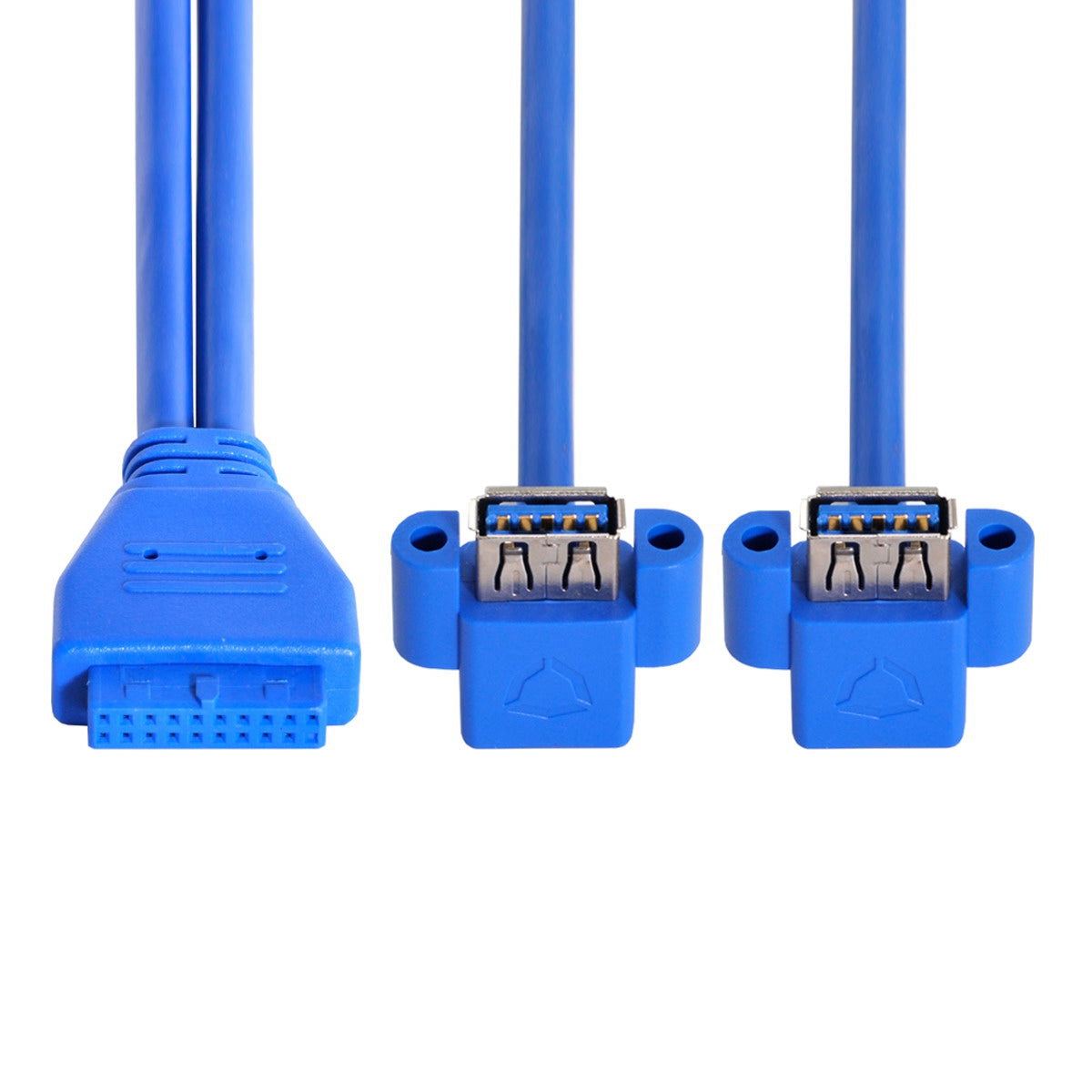 U3-063 0.5m USB to 20Pin Cable Dual Elbow USB 3.0 Female to Motherboard 20Pin Box Header Slot Panel Mount Data Cable