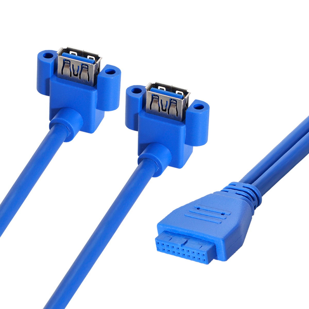 U3-063 0.5m USB to 20Pin Cable Dual Elbow USB 3.0 Female to Motherboard 20Pin Box Header Slot Panel Mount Data Cable