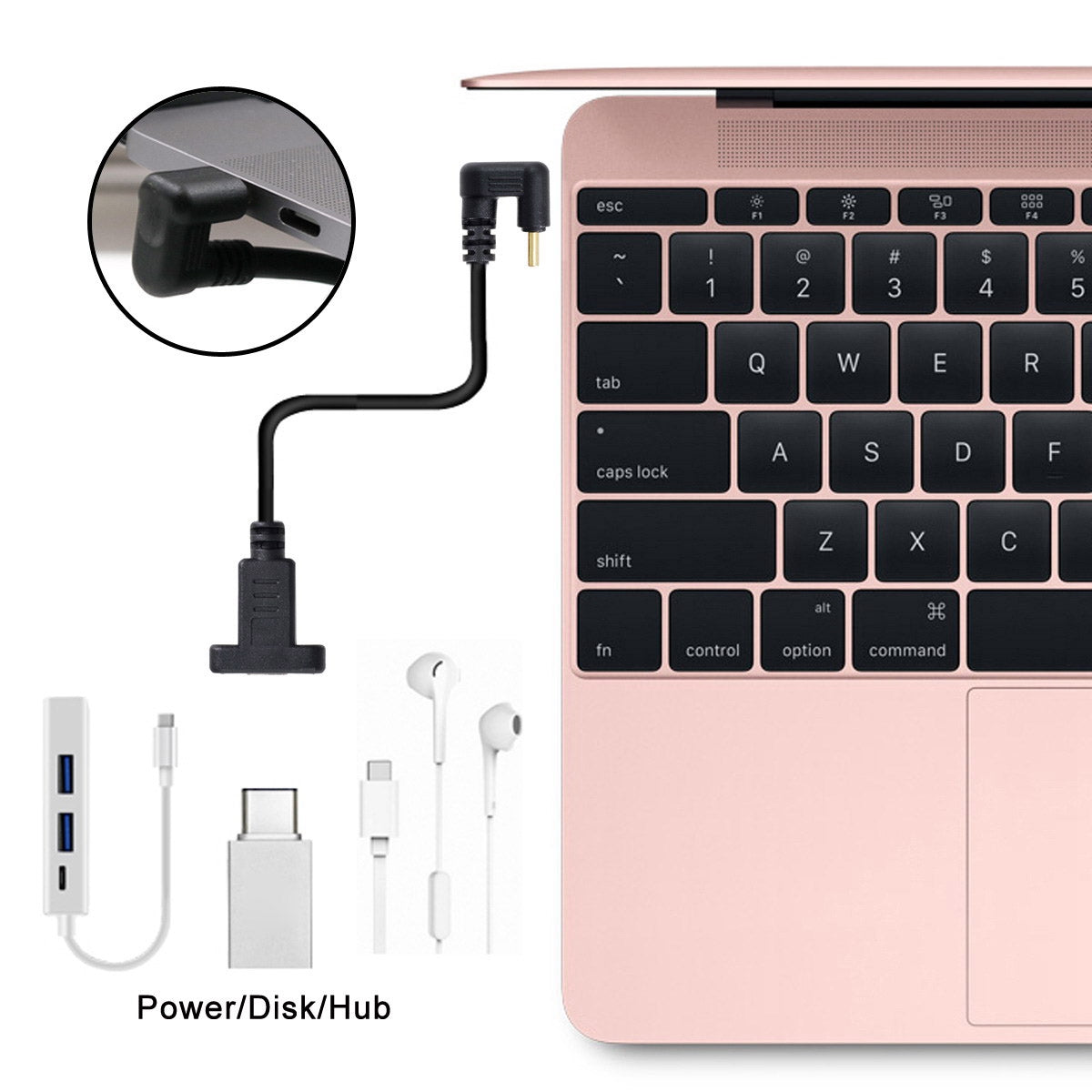 UC-049-OS 0.3m USB-C Cable 180-Degree Elbow Type-C Male to Type-C Female Extension Data Cable Support 10Gbps Transmission