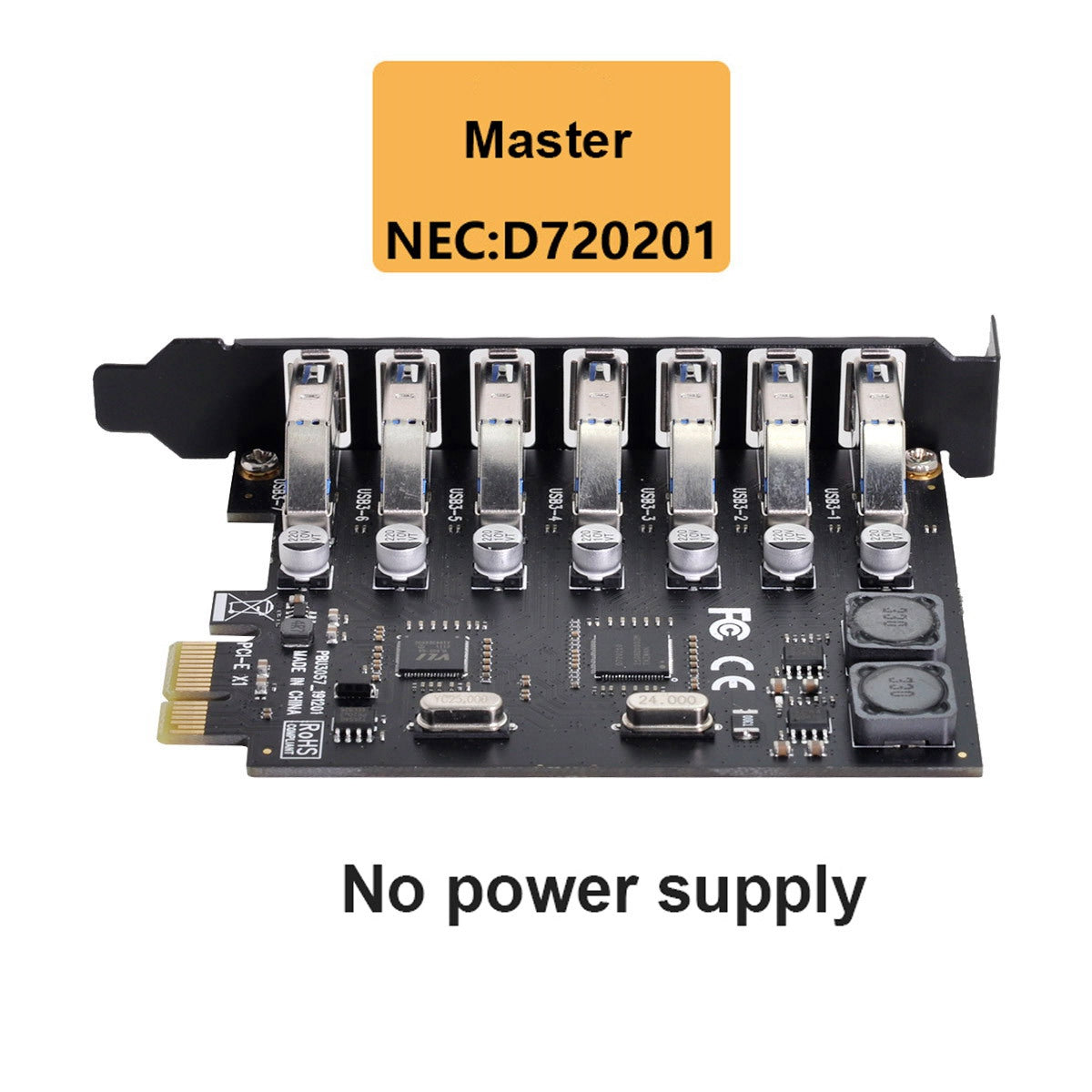 U3-019-7P 7 Ports 5Gbps PCI-E to USB 3.0 HUB PCI Express Expansion Card Adapter with NEC+VLI Dual Chip