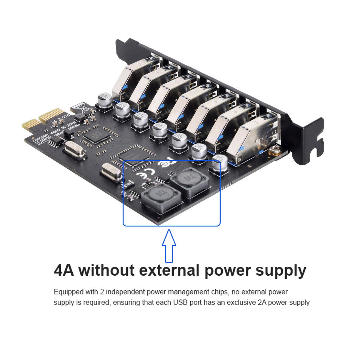 U3-019-7P 7 Ports 5Gbps PCI-E to USB 3.0 HUB PCI Express Expansion Card Adapter with NEC+VLI Dual Chip