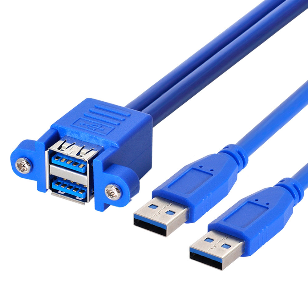 U3-104 50cm Dual USB 3.0 Male to Stackable Dual USB Female Extension C ...