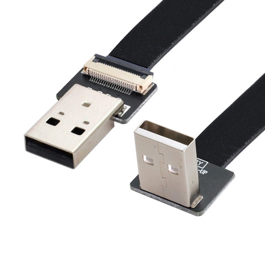 U2-031-UP-0.2M CN-011-MA/CN-011-UP/CN-019-0.2M Up Angled USB 2.0 Type-A Male to Male Flat FPC Data Cable 90 Degree for FPV/Disk/Scanner/Printer