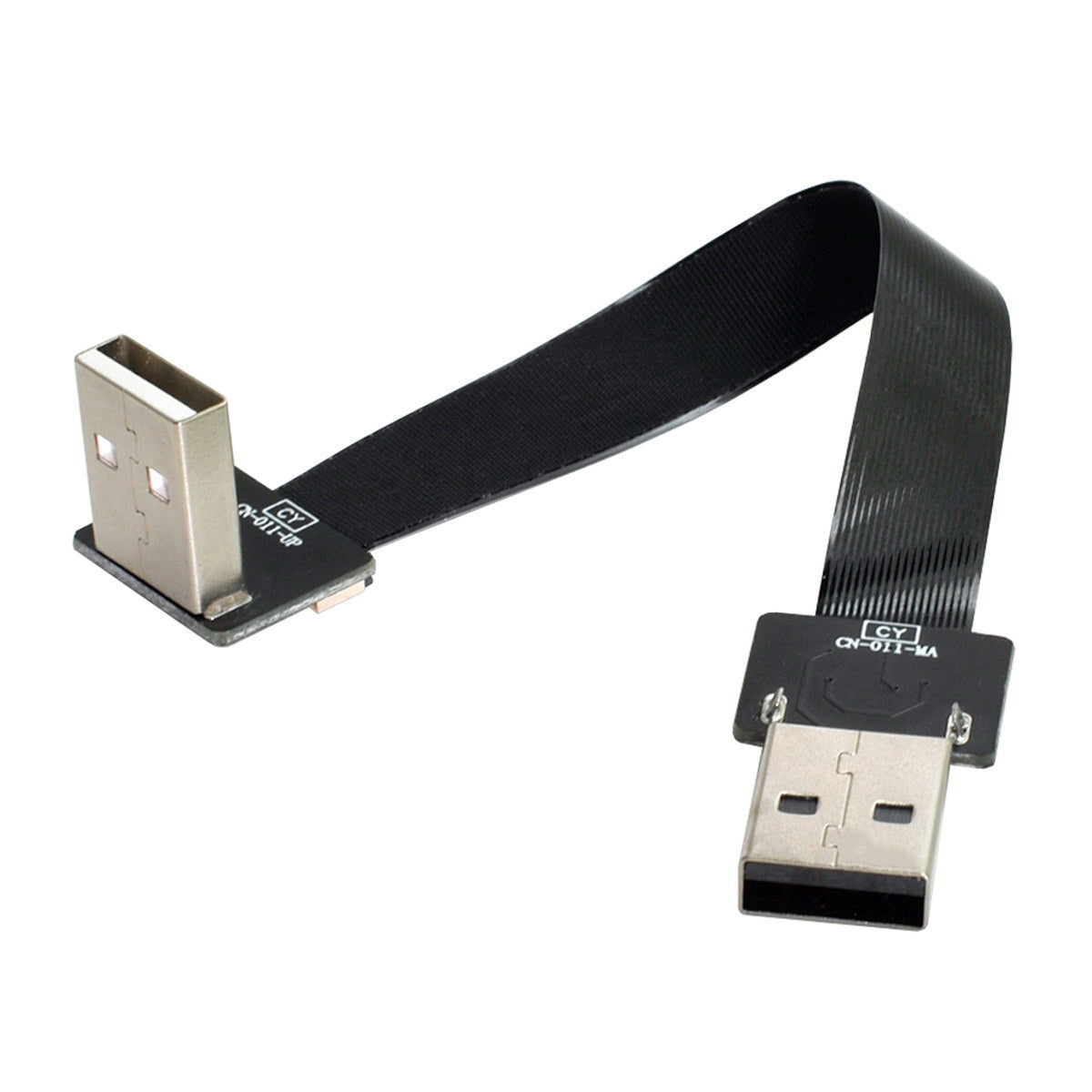 U2-031-UP-0.2M CN-011-MA/CN-011-UP/CN-019-0.2M Up Angled USB 2.0 Type-A Male to Male Flat FPC Data Cable 90 Degree for FPV/Disk/Scanner/Printer