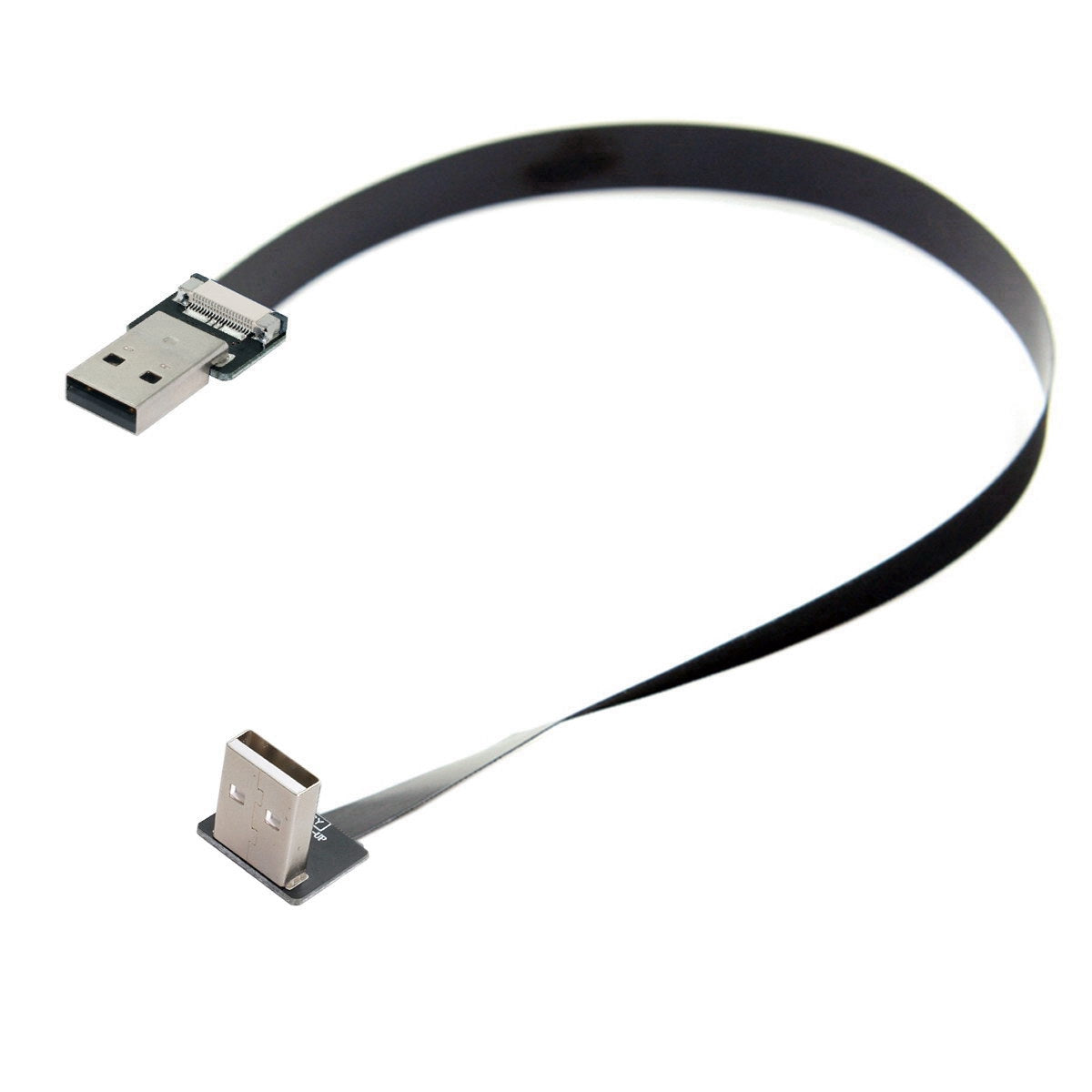 U2-031-UP-0.2M CN-011-MA/CN-011-UP/CN-019-0.2M Up Angled USB 2.0 Type-A Male to Male Flat FPC Data Cable 90 Degree for FPV/Disk/Scanner/Printer