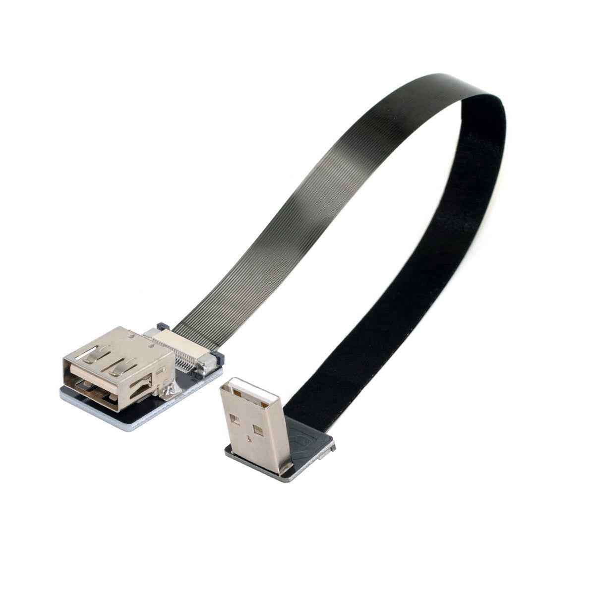 U2-044-DN-0.2M CN-011-DN/CN-011-FE/CN-019-0.2M Down Angled USB 2.0 Type-A Male to Female Extension Flat Slim FPC Cable 480Mbps Data Transmission for FPV/Disk/Scanner/Printer