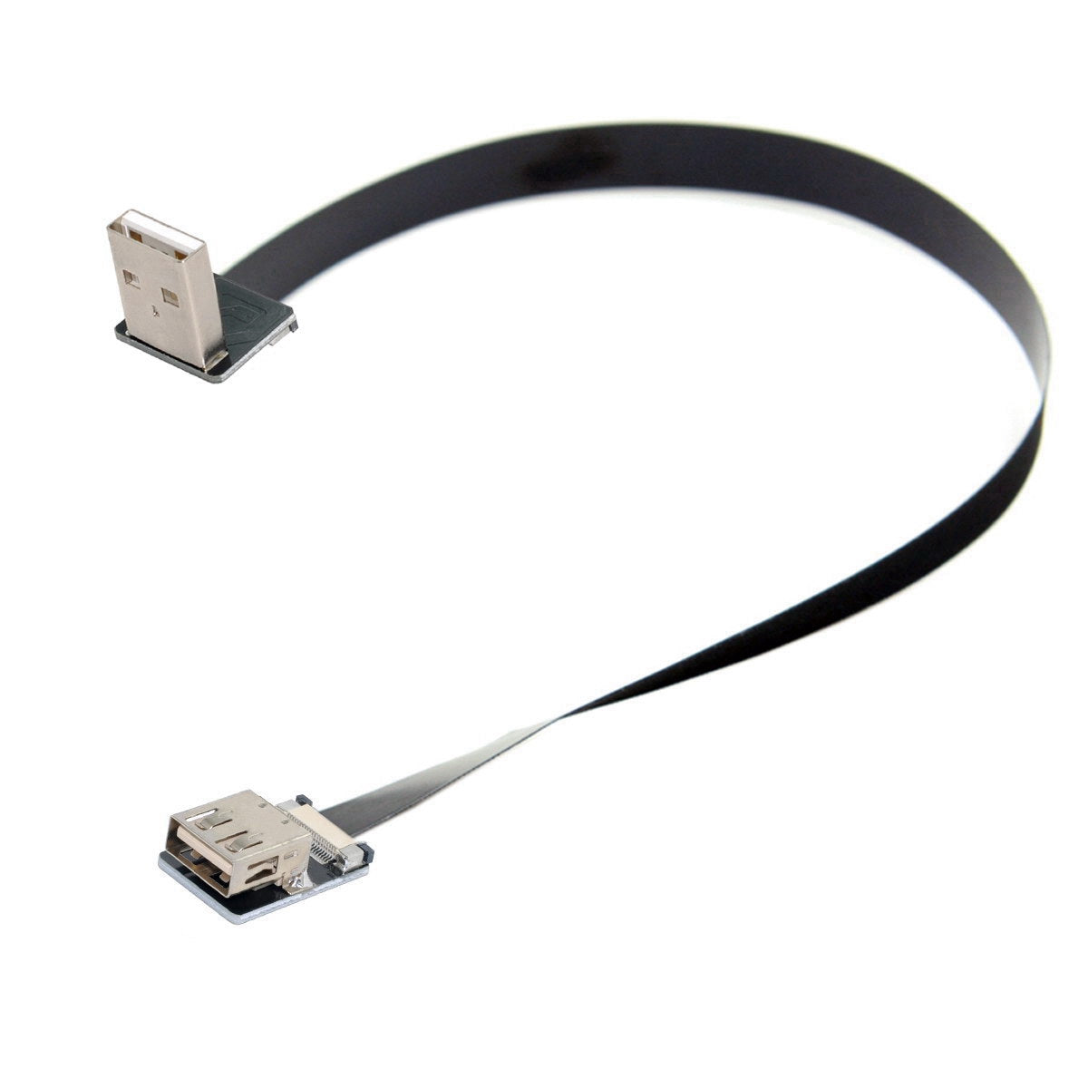 U2-044-DN-0.2M CN-011-DN/CN-011-FE/CN-019-0.2M Down Angled USB 2.0 Type-A Male to Female Extension Flat Slim FPC Cable 480Mbps Data Transmission for FPV/Disk/Scanner/Printer