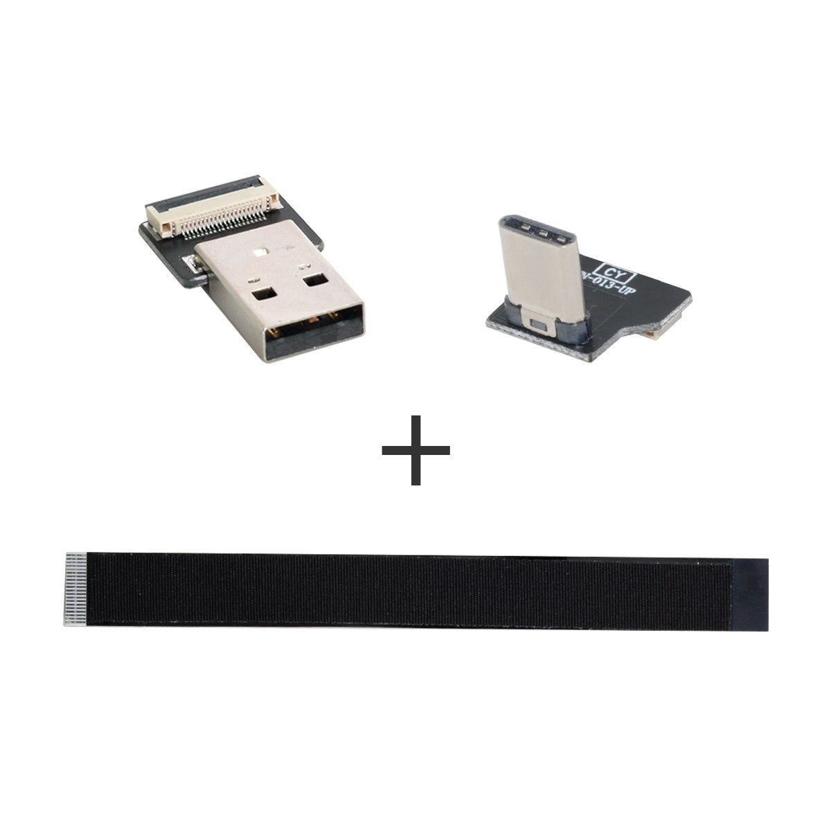 U2-039-UP-0.2M CN-011-MA/CN-013-UP/CN-019 480Mbps USB 2.0 Type-A Male to Up/Down Angled Type-C Male Flat Slim FPC Data Cable for FPV/Disk/Phone