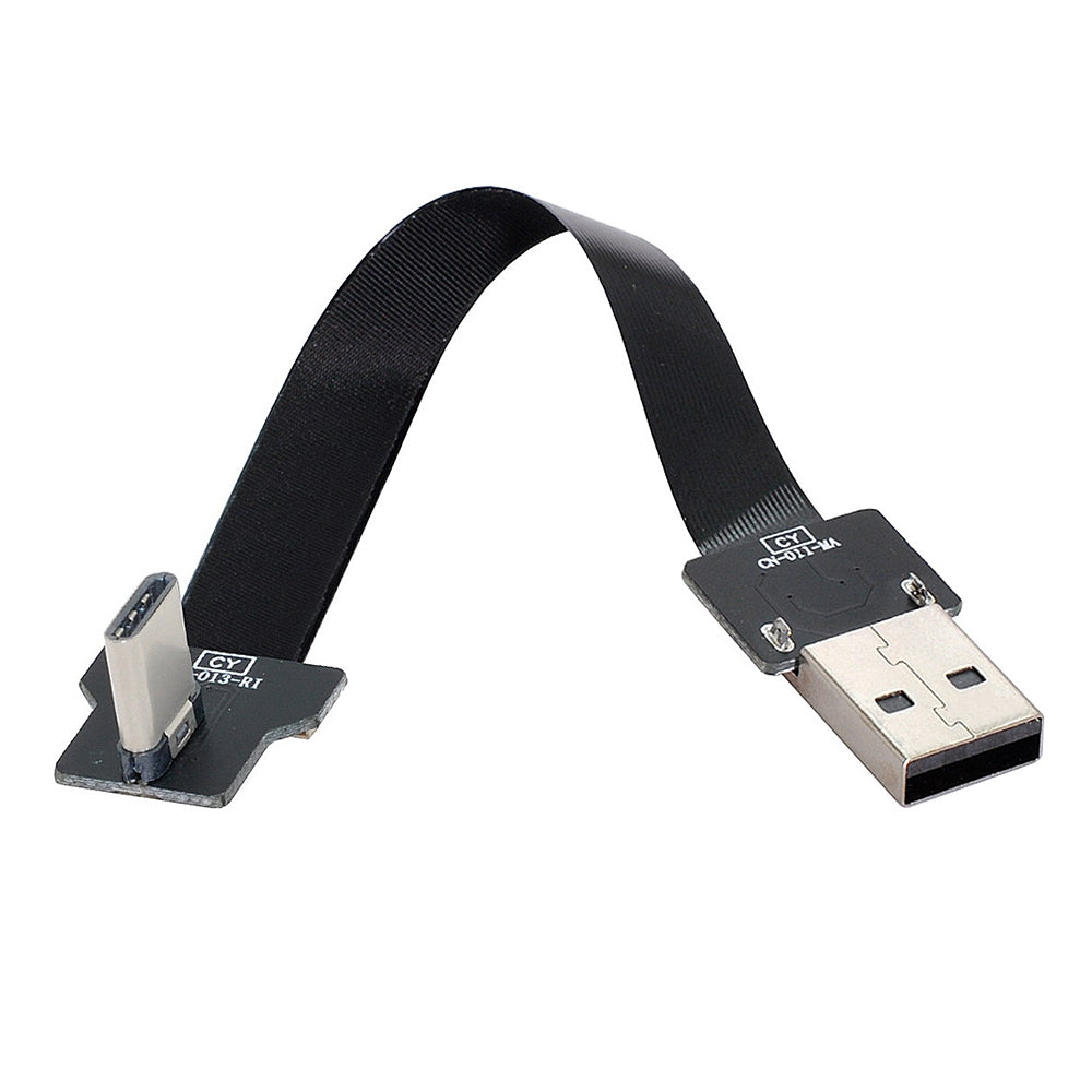 U2-039-RI-0.2M CN-011-MA/CN-013-RI/CN-019 USB 2.0 Type-A Male to Type-C Male Right Angled Flat Slim FPC Data Cable for FPV/Disk/Phone