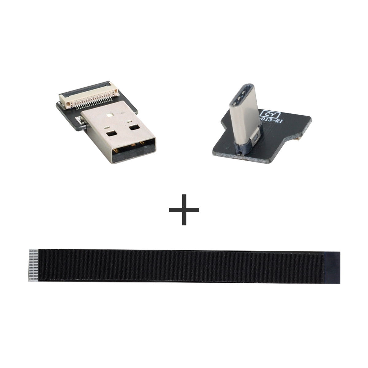U2-039-RI-0.2M CN-011-MA/CN-013-RI/CN-019 USB 2.0 Type-A Male to Type-C Male Right Angled Flat Slim FPC Data Cable for FPV/Disk/Phone