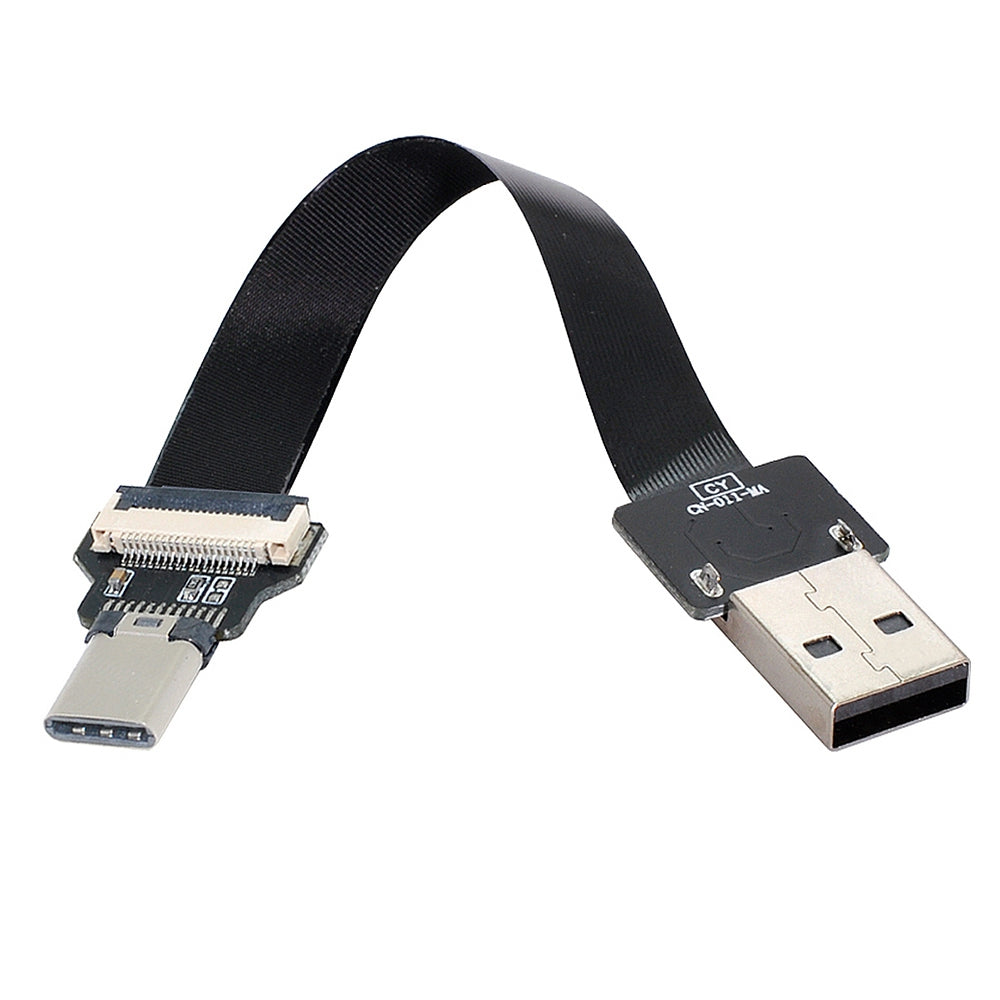 U2-039-BK-0.2M CN-011-MA/CN-013-MA/CN-01 USB 2.0 Type-A Male to USB-C Type-C Male Data Flat Slim FPC Cable for FPV/Disk/Phone