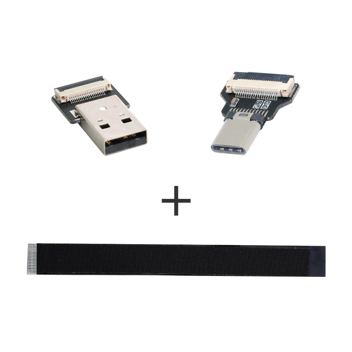 U2-039-BK-0.2M CN-011-MA/CN-013-MA/CN-01 USB 2.0 Type-A Male to USB-C Type-C Male Data Flat Slim FPC Cable for FPV/Disk/Phone