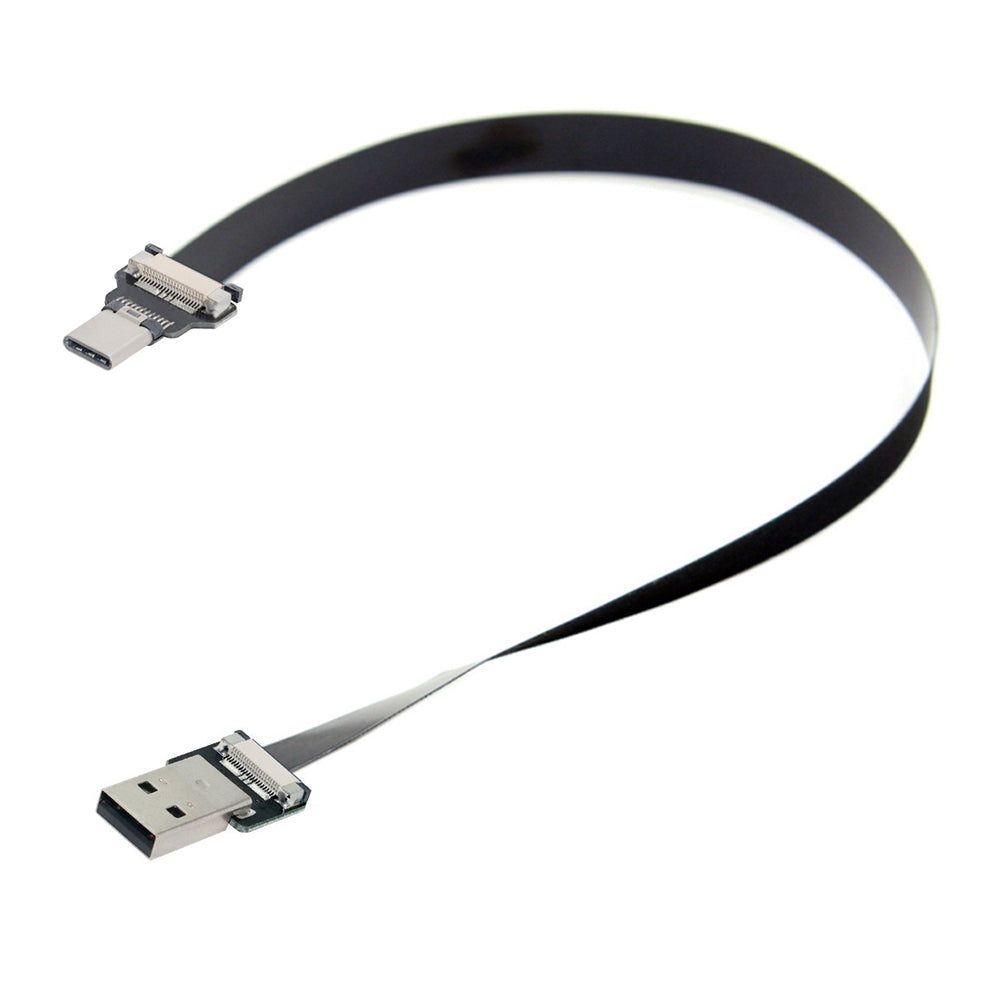 U2-039-BK-0.2M CN-011-MA/CN-013-MA/CN-01 USB 2.0 Type-A Male to USB-C Type-C Male Data Flat Slim FPC Cable for FPV/Disk/Phone