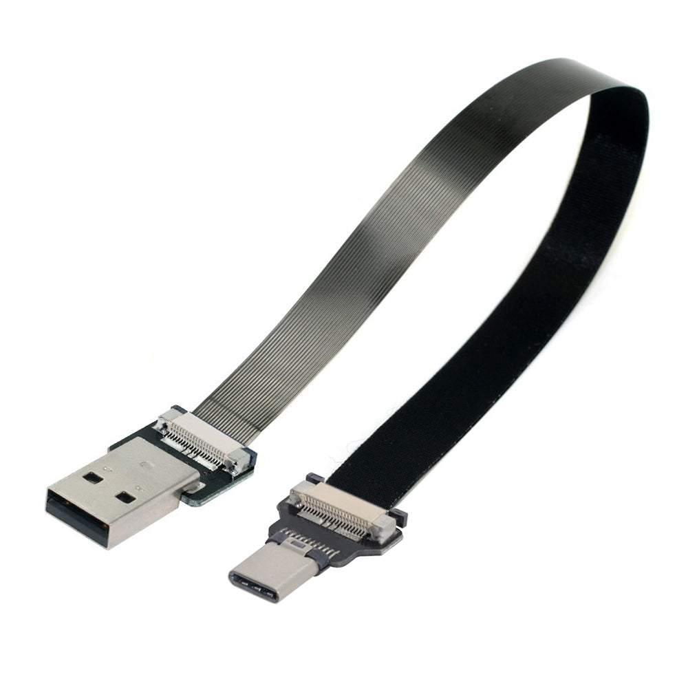 U2-039-BK-0.2M CN-011-MA/CN-013-MA/CN-01 USB 2.0 Type-A Male to USB-C Type-C Male Data Flat Slim FPC Cable for FPV/Disk/Phone
